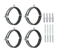 PATIKIL 4.8"-5"/123-128mm Split Ring Pipe Hanger, 4 Pcs Heavy Duty Adjustable Pipe Bracket Clamp Galvanized Iron Wall Ceiling Mount Pipe Strap Support with Screws & Expansion Tube, Black