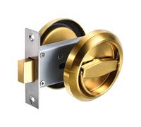 PATIKIL 4.8mm Round Recessed Pull Handle Knob, Pack Recessed Pulls Hidden Concealed Handle Knob with Screws for Sliding Door Drawer, Gold Tone