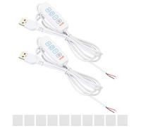 PATIKIL 4.92ft LED Strip Dimmer Switch, 2set DC 5V Button USB Inline Switch Pigtail Cable Brightness Adjustable Controller with Tape for LED Rope Light, White