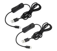 PATIKIL 4.92ft USB Extension Cable with on Off Switch, 2pcs Type C to USB Male Data Power Supply Cord 4 Core Wire for LED Strip Desk Lamp Fan, Black