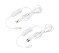 PATIKIL 4.92ft USB Extension Cable with on Off Switch, 2pcs Type C to USB Male Data Power Supply Cord 4 Core Wire for LED Strip Desk Lamp Fan, White