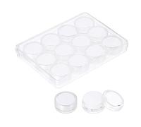 PATIKIL 4.9x3.7x0.7 Inch Gemstone Display Box 12 Pcs Round Diamond Containers Small Storage Boxes Jewelry Acrylic Box with Clear Glass Top Lids and Sponge for Gems Diamonds Coin (White)
