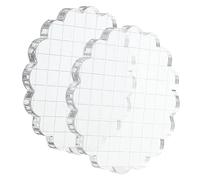 PATIKIL 4" Acrylic Stamp Block, 2 Pack Clear Stamping Block with Grid Lines Decorative Mounting Blocks Round for Scrapbooking DIY Crafts Card Making