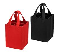 PATIKIL 4 Bottle Wine Carrier Tote Bag, 2 Pack Wine Bottle Carrying Bag with Divider Reusable Wine Storage Bag Felt Grocery Bags Portable Gift Bag, Red Black