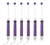 PATIKIL 4 Colors Beadable Pens, 6Pcs Retractable Pen 1.0mm Point Bead Pen Creative DIY Ballpoint Pens for Teacher Office DIY Crafts Party Decorations, Dark Purple