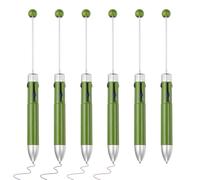 PATIKIL 4 Colors Beadable Pens, 6Pcs Retractable Pen 1.0mm Point Bead Pen Creative DIY Ballpoint Pens for Teacher Office DIY Crafts Party Decorations, Dark Green
