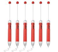 PATIKIL 4 Colors Beadable Pens, 6Pcs Retractable Pen 1.0mm Point Bead Pen Creative DIY Ballpoint Pens for Teacher Office DIY Crafts Party Decorations, Red