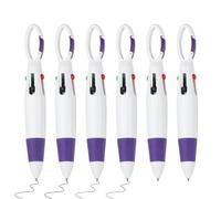 PATIKIL 4 Colors Retractable Ballpoint Pens, 6Pcs 1.0mm Ballpoint Pen with Buckle Clip Keychain for Office Supplies Children Gift, Purple