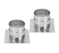 PATIKIL 4" Duct Connector Flange, 2pcs Galvanized Air Ducting Mounting Plate Dryer Vent Chimney Top Plate Square to Round for Heating Cooling Ventilation HVAC Exhaust Fan Systems, 6"x6"