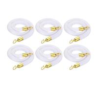 PATIKIL 4 Feet White Velvet Stanchion Rope, 6 Pack Crowd Control Barrier Rope with Snap Hooks for Posts Stands Queue Divider of Hotel Theater, Golden