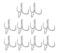 PATIKIL 4# Fishing Treble Hooks, 10Pcs 4X Strong Treble Fish Hook High Carbon Steel Fishing Hooks Round Bend Barbed for Freshwater Saltwater, Silver
