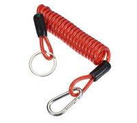 PATIKIL 4 ft Breakaway Trailer Cable, Trailer Brake Away Cable Safety Cable Straps Stainless Steel Spring Towing Coiled Wires with Clip for RV Trailer Emergency Breakaway Switch, Red