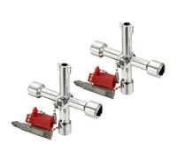 PATIKIL 4 in 1 Universal Utility Key, Pack of 2 Zinc Alloy 4 Way Water Meter Gas Valve Key Electrical Cabinet Wrench Key for Multifunctional Elevator Operator, Silver, Style E