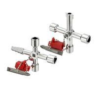 PATIKIL 4 in 1 Universal Utility Key, Pack of 2 Zinc Alloy 4 Way Water Meter Gas Valve Key Electrical Cabinet Wrench Key for Multifunctional Elevator Operator, Silver, Style E F