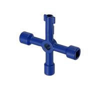 PATIKIL 4 in 1 Universal Utility Key, Zinc Alloy 4 Way Water Meter Gas Valve Key Electrical Cabinet Wrench Key for Multifunctional Elevator Operator, Blue, Style A