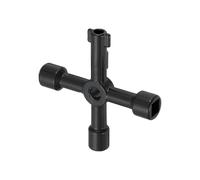 PATIKIL 4 in 1 Universal Utility Key, Zinc Alloy 4 Way Water Meter Gas Valve Key Electrical Cabinet Wrench Key for Multifunctional Elevator Operator, Black, Style A