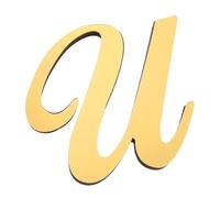 PATIKIL 4 Inch 3D Acrylic Alphabet Mirror Wall Sticker Artistic Italics Letter U Self-Adhesive Art Letter Sign for Wall Home Bedroom Living DIY Home Decoration, Light Gold