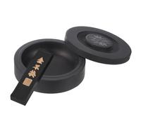PATIKIL 4 Inch Chinese Calligraphy Inkstone with Ink Stick, Bamboo Ink Stone Tray for Traditional Calligraphy Practice Painting Drawing, Black