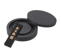 PATIKIL 4 Inch Chinese Calligraphy Inkstone with Ink Stick, Square Ink Stone Tray for Traditional Calligraphy Practice Painting Drawing, Black