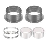 PATIKIL 4 Inch Duct Connector Flange, 2 Pack Galvanized Iron Straight Pipe Flange Dryer Vent Connector with Clamp for Air Heating Cooling Ventilation HVAC System, Silver