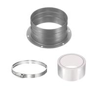 PATIKIL 4 Inch Duct Connector Flange, Galvanized Iron Straight Pipe Flange Dryer Vent Connector with Clamp for Air Heating Cooling Ventilation HVAC System, Silver