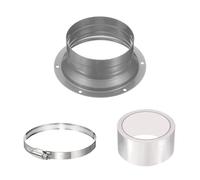 PATIKIL 4 Inch Duct Connector Flange, Galvanized Iron Straight Pipe Flange Interface Air Duct Connector with Clamp for Air Heating Cooling Ventilation HVAC System, Silver