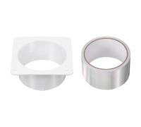 PATIKIL 4 Inch Duct Connector Flange, Plastic Straight Pipe Flange Dryer Vent Connector with Tape for Air Heating Cooling Ventilation HVAC System, White