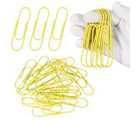 PATIKIL 4 Inch Extra Large Paper Clip, 24 Pack Coated Giant Metal Paper Clip Rustproof for Documents DIY Crafts Home Office, Light Yellow