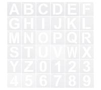 PATIKIL 4 Inch Letter Number Stencils, 36 Pack 5" Width Reusable Plastic Alphabet Numbers Templates Set with Ring for Painting, White
