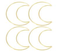 PATIKIL 4 Inch Moon Dream Catcher Rings, 4 Pcs Metal Christmas Macrame Wreath Floral Ring Hoop for Home Car DIY Craft Wedding Wall Hanging Decoration, Gold