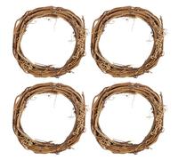 PATIKIL 4 Inch Rattan Wreath, 4 Pcs Christmas Round Natural Vine Branch Wreath Garland Floral Ring Hoop for Door Window Hanging Decorations, Wood