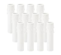 PATIKIL 4 Inch Tall Candle Covers Sleeves, 12Pcs Plastic E12 Chandelier Socket Sleeves Drip Candle Socket Covers Bulb Light Base Holder for Crystal Candle Lamps, White