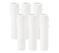 PATIKIL 4 Inch Tall Candle Covers Sleeves, 6Pcs Plastic E12 Chandelier Socket Sleeves Drip Candle Socket Covers Bulb Light Base Holder for Crystal Candle Lamps, White