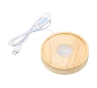 PATIKIL 4 Inch Wooden LED Light Base, Wood Light Display Base Stand Lighting with Switch for 3D Crystal Glass Aroma Stone Art, Carving Style, 3 Color Light