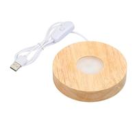 PATIKIL 4 Inch Wooden LED Light Base, Wood Light Display Base Stand Lighting with Switch for 3D Crystal Glass Aroma Stone Art, Warm White Light