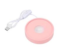 PATIKIL 4 Inch Wooden LED Light Base, Wood Light Display Base Stand Lighting with Switch for 3D Crystal Glass Aroma Stone Art, Pink, White Light