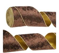 PATIKIL 4 Inch x 10 Yards Velvet Wired Ribbon, Velvety Gold Crushed Ribbons Single Faced Gift Wrapping Binding for Crafts Bow Wreaths Chrismas Tree Decorations, Dark Brown