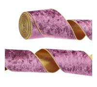 PATIKIL 4 Inch x 10 Yards Velvet Wired Ribbon, Velvety Gold Crushed Ribbons Single Faced Gift Wrapping Binding for Crafts Bow Wreaths Chrismas Tree Decorations, Purple