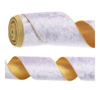 PATIKIL 4 Inch x 10 Yards Velvet Wired Ribbon, Velvety Gold Crushed Ribbons Single Faced Gift Wrapping Binding for Crafts Bow Wreaths Chrismas Tree Decorations, Light Gray