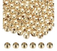 PATIKIL 4 mm Spacer Beads, 100 Pcs Metal Charm Loose Disc Round Slider Stopper Bead Spacers Bulk for Jewelry Making DIY Bracelet Necklace Earrings, Champagne Gold