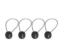 PATIKIL 4 Pack 3 Digit Combination Lock,Round Helmet Padlock Cable Lock Gym Locker Lock with 0.44Ft Flexible Security Steel Lock Wire for Bike Locker Travel Luggage, Black