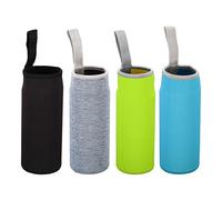 PATIKIL 4 Pack 65mmx180mm Water Bottle Sleeve,Black,Green,Blue,Gray | Neoprene Insulated Bottle Bag Holder Carrier Pouch with Finger Strap