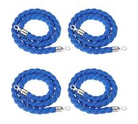 PATIKIL 4 Pack Blue Twisted Stanchion Rope, 5 Ft Crowd Control Ropes Barrier Hanging Rope with Stainless Steel Silver Plated Hooks for Carpet Events Movie Theaters Opening Activities