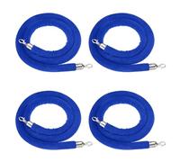 PATIKIL 4 Pack Blue Velvet Stanchion Rope, 6 Ft Crowd Control Ropes Barrier Hanging Rope with Stainless Steel Silver Plated Hooks for Carpet Events Movie Theaters Opening Activities