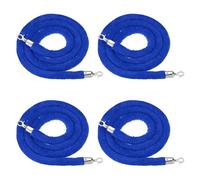 PATIKIL 4 Pack Blue Velvet Stanchion Rope, 8 Ft Crowd Control Ropes Barrier Hanging Rope with Stainless Steel Silver Plated Hooks for Carpet Events Movie Theaters Opening Activities