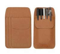 PATIKIL 4 Pack Leather Pocket Protector, MultiPurpose Pen Pocket Protector Pen Holder Organizer Pouch Pencil Sleeve for Heavy Duty Shirts Lab Coats Pointers Notes Card Office, Brown