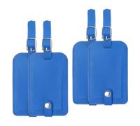 PATIKIL 4 Pack Luggage Bag Tags, PU Leather Suitcase Name Tags with Snap Travel Label Luggage Identifier Privacy Protection Travel Accessories, Blue