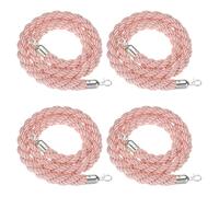 PATIKIL 4 Pack Pink Twisted Stanchion Rope, 5 Ft Crowd Control Ropes Barrier Hanging Rope with Stainless Steel Silver Plated Hooks for Carpet Events Movie Theaters Opening Activities