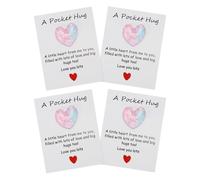 PATIKIL 4 Pack Pocket Hug Heart with Greeting Card, Pocket Hug Token Love Cards Cute A Little Resin Heart Shape Bulk for Friends Long Distance Relationship Gifts, Pink Blue