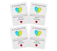 PATIKIL 4 Pack Pocket Hug Heart with Greeting Card, Pocket Hug Token Love Cards Cute A Little Resin Heart Shape Bulk for Friends Long Distance Relationship Gifts, Blue Yellow